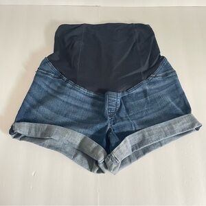 Women's Maternity High Waist Belly Band Denim Rolled Hemmed Shorts size 8